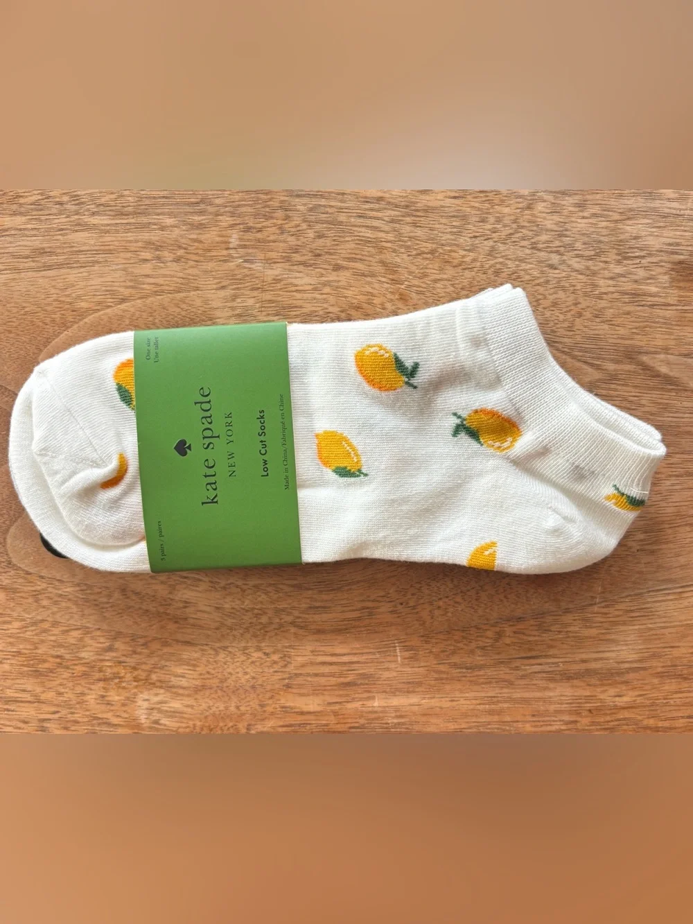 KATE SPADE Head Over Heels Low Cut Socks Set of 3 Lemon, White, Grey